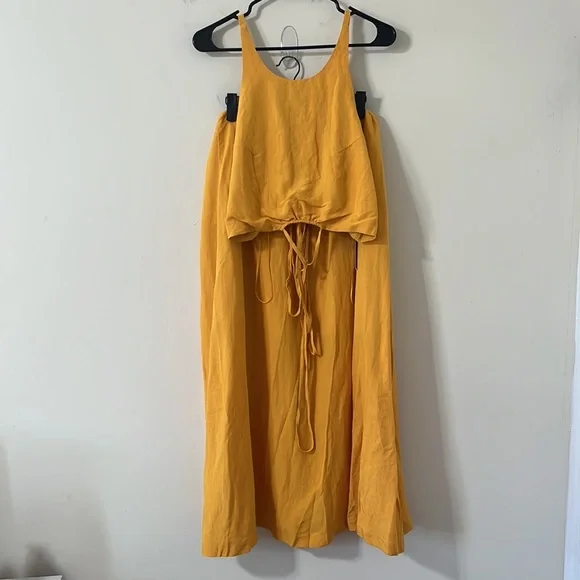 Astr The Label Marigold Divine Tie Waist Crop Top & Maxi Skirt Matching Set NEW - Picture 4 of 16
